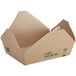 A brown cardboard take-out box with a triangular top.