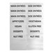 A set of adhesive label sheets with meal type categories for use with front-loading pan carriers.