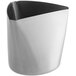 A Tablecraft stainless steel fry cup with a curved edge.