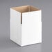 A white Lavex corrugated cardboard box with brown edges and a cut out top.