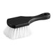 A black Choice 8" nylon utility and pot scrub brush with white bristles.