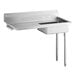 A Regency stainless steel dishtable with a sink and right drainboard.