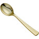 A Visions Hammersmith gold plastic soup spoon with a textured handle.
