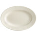 Choice 11 1/8" x 7 3/4" Ivory (American White) Wide Rim Rolled Edge Oval Stoneware Platter - 12/Case Main Thumbnail 3
