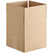 A close-up of a Lavex Kraft cardboard shipping box with a cut out top.