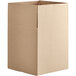 A close-up of a Lavex Kraft cardboard shipping box with the lid open.