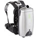 A close-up of the Atrix Ergo Pro backpack vacuum with a small backpack attached.
