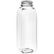 A customizable clear square PET bottle with a screw-on top.