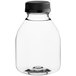 An 8 oz. clear Milkman square PET bottle with a black lid.