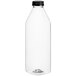 A 32 oz. clear PET plastic Milkman Square bottle with a black lid.