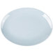 A light blue oval melamine platter with a white border.