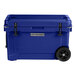 A navy CaterGator outdoor cooler with wheels.