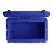 A navy blue CaterGator outdoor cooler with the lid open.