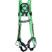 A green Honeywell Miller DuraFlex Python safety harness with black straps.