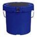 A navy blue plastic bucket with a black lid.