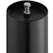 A black metal cylinder with a bolt and nut on top.