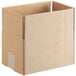 A white rectangular object with a brown border, a Lavex cardboard shipping box.