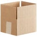 A Lavex kraft cardboard shipping box with a cut out corner.