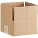 A Lavex cardboard shipping box with a cut out corner.