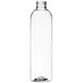An 8 oz. clear plastic PET Cosmo bullet bottle with a black cap.