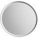 A white round plate with a silver rim.