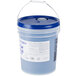 A blue bucket of Advantage Chemicals Low Temperature Concentrated Dish Washing Machine Rinse Aid with a blue lid and a handle.