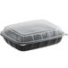 A black plastic Choice container with a clear lid.