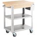 A Steelton wood and stainless steel utility cart with undershelves.