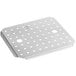 A stainless steel metal false bottom with holes.