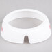 A white oval Tablecraft plastic collar with maroon text.
