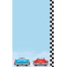 The right insert for a menu with a retro car design featuring two cartoon cars parked in front of a checkered background.