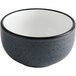 An Acopa Embers midnight blue stoneware bowl with a black rim.