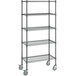 A Steelton black wire shelving unit with 5 shelves and casters.