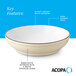 A cream white matte stoneware pasta bowl with a glossy white interior and a dark banded edge.