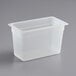 A translucent Vigor plastic food pan with a lid.
