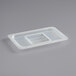 A translucent plastic container lid with handles.