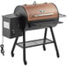 A brown and black Backyard Pro wood-fire pellet grill and smoker.