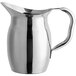 A Tablecraft stainless steel pitcher with a handle.