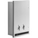 A stainless steel American Specialties, Inc. sanitary napkin and tampon dispenser with two doors.