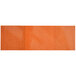 A rectangular orange paper napkin band with the word "Rust" on it.