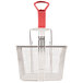 A Grindmaster-Cecilware fryer basket with a red handle.