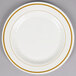 WNA Comet MP6IPREM 6" Ivory Masterpiece Plastic Plate with Gold Accent Bands - 150/Case Main Thumbnail 2