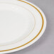 WNA Comet MP6IPREM 6" Ivory Masterpiece Plastic Plate with Gold Accent Bands - 150/Case Main Thumbnail 4
