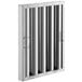 A stainless steel rectangular hood filter with vertical stripes on the front.