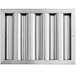 A silver rectangular stainless steel hood filter with vertical lines.