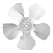 A white Avantco condenser fan blade with four blades and holes.