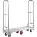 A silver metal Lavex aluminum folding utility cart with wheels.