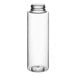 A clear plastic cylinder PET sauce bottle with a white lid.