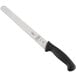 A Mercer Culinary Millennia Granton Edge Slicer Knife with a black handle.