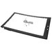 A black frame with a silver metal piece that is a door latch and choke cover kit for a Solwave commercial microwave.